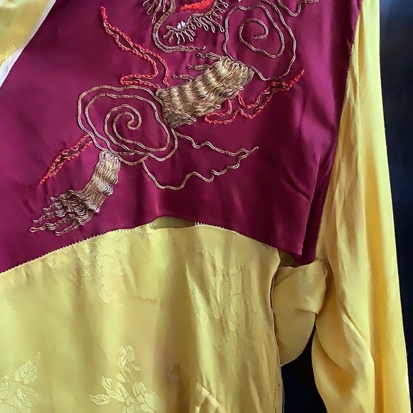 Antique Embroidered Brocade Asian Dragon Shirt - Picture 9 of 9
